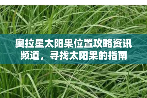 奥拉星太阳果位置攻略资讯频道图片