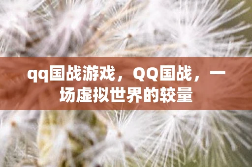 qq国战游戏，QQ国战，一场虚拟世界的较量