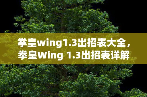 拳皇wing1.3出招表大全，拳皇Wing 1.3出招表详解