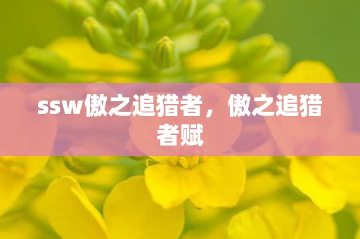 ssw傲之追猎者,傲之追猎者赋 ssw傲之追猎者,傲之追猎者赋