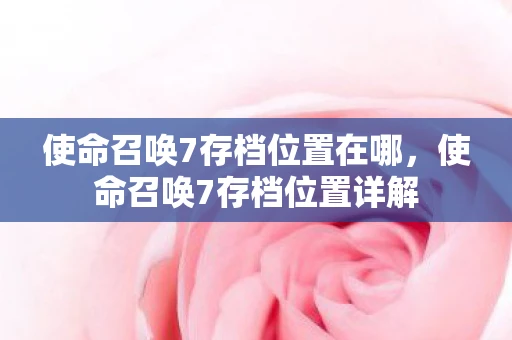 使命召唤7存档位置在哪,使命召唤7存档位置详解 使命召唤7存档位置在哪,使命召唤7存档位置详解