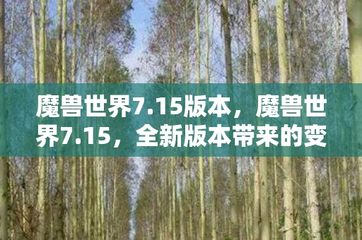 魔兽世界7.15版本,魔兽世界7.15,全新版本带来的变革与挑战 魔兽世界7.15版本,魔兽世界7.15,全新版本带来的变革与挑战