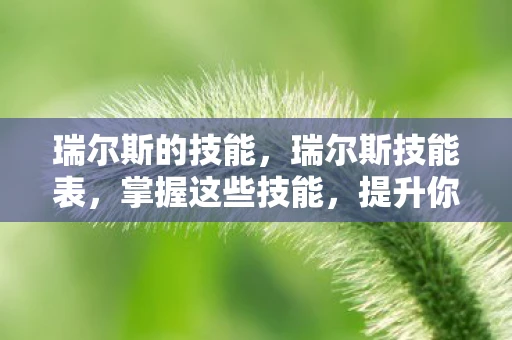瑞尔斯的技能,瑞尔斯技能表,掌握这些技能,提升你的自媒体创作能力 瑞尔斯的技能,瑞尔斯技能表,掌握这些技能,提升你的自媒体创作能力