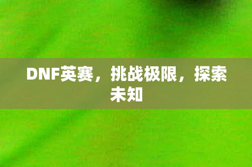 DNF英赛,挑战极限,探索未知 DNF英赛,挑战极限,探索未知