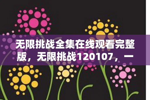 无限挑战全集在线观看完整版，无限挑战120107，一场关于勇气与梦想的真人秀