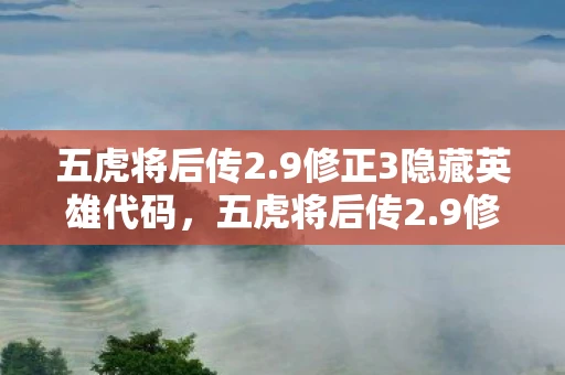 五虎将后传2.9修正3隐藏英雄代码，五虎将后传2.9修正3隐藏英雄揭秘