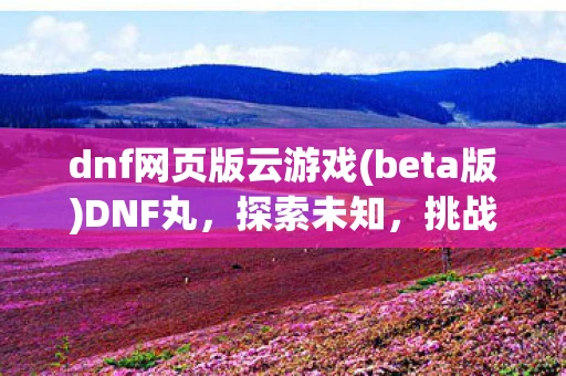 dnf网页版云游戏(beta版)DNF丸，探索未知，挑战极限
