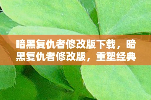 暗黑复仇者修改版下载，暗黑复仇者修改版，重塑经典，挑战无限