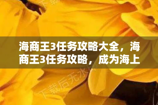 海商王3任务攻略大全，海商王3任务攻略，成为海上霸主的必经之路