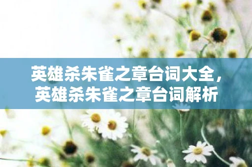 英雄杀朱雀之章台词大全，英雄杀朱雀之章台词解析