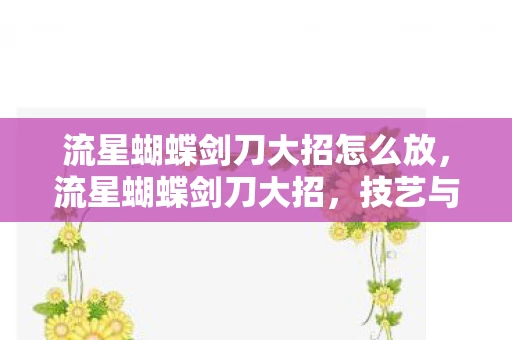 流星蝴蝶剑刀大招怎么放，流星蝴蝶剑刀大招，技艺与美学的完美融合