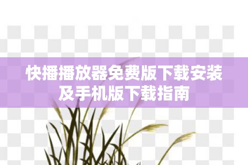 快播播放器免费版下载安装及手机版下载指南图片