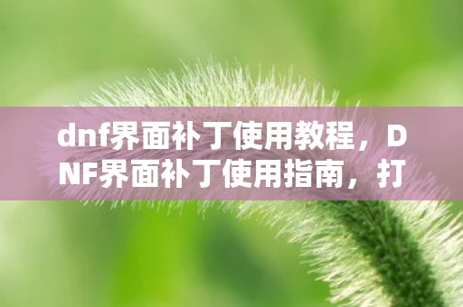 dnf界面补丁使用教程，DNF界面补丁使用指南，打造个性化游戏界面