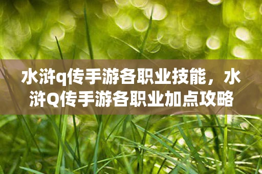 水浒q传手游各职业技能,水浒Q传手游各职业加点攻略 水浒q传手游各职业技能,水浒Q传手游各职业加点攻略
