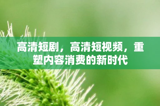 高清短剧，高清短视频，重塑内容消费的新时代
