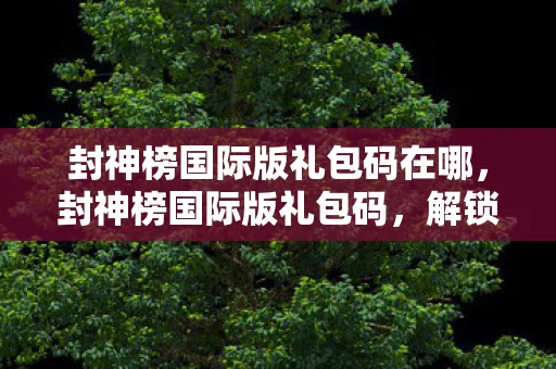 封神榜国际版礼包码在哪，封神榜国际版礼包码，解锁神秘力量的钥匙