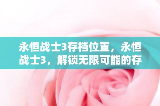 永恒战士3存档位置，永恒战士3，解锁无限可能的存档秘籍