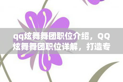 qq炫舞舞团职位介绍，QQ炫舞舞团职位详解，打造专属你的荣耀舞台