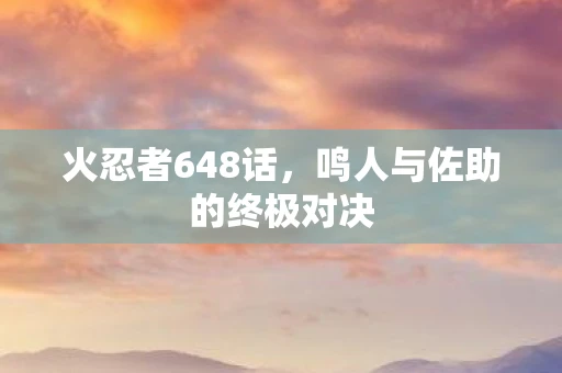 火忍者648话，鸣人与佐助的终极对决