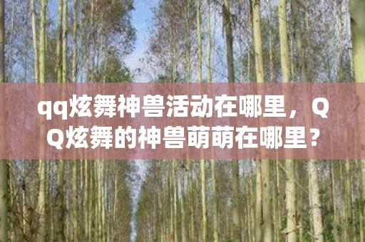 qq炫舞神兽活动在哪里，QQ炫舞的神兽萌萌在哪里？