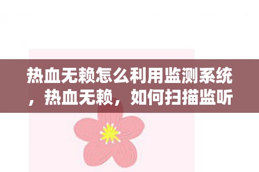 热血无赖怎么利用监测系统，热血无赖，如何扫描监听目标