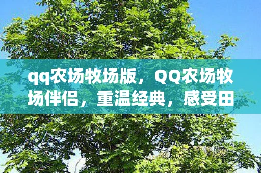 qq农场牧场版，QQ农场牧场伴侣，重温经典，感受田园乐趣