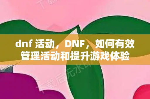 dnf 活动，DNF，如何有效管理活动和提升游戏体验