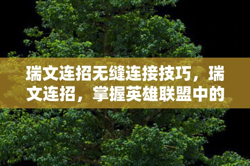 瑞文连招无缝连接技巧，瑞文连招，掌握英雄联盟中的技巧与策略
