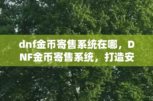 dnf金币寄售系统在哪，DNF金币寄售系统，打造安全、便捷的虚拟货币交易平台
