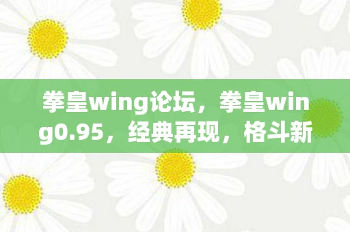 拳皇wing论坛，拳皇wing0.95，经典再现，格斗新体验