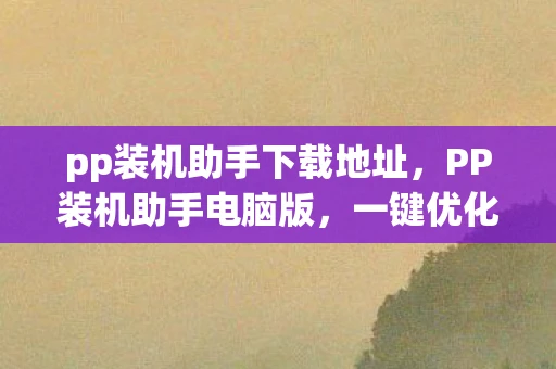 pp装机助手下载地址，PP装机助手电脑版，一键优化，让电脑运行如飞