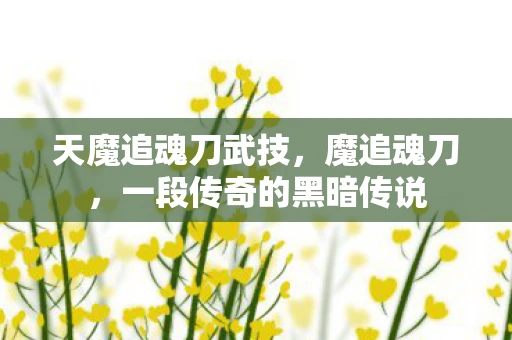 天魔追魂刀武技,魔追魂刀,一段传奇的黑暗传说 天魔追魂刀武技,魔追魂刀,一段传奇的黑暗传说