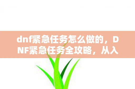 dnf紧急任务怎么做的，DNF紧急任务全攻略，从入门到精通的实战指南
