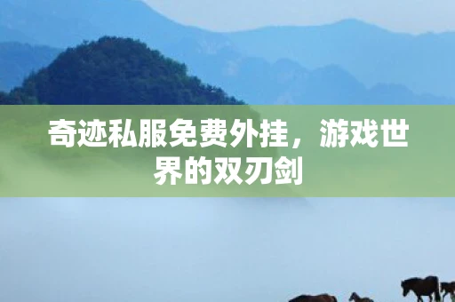 奇迹私服免费外挂，游戏世界的双刃剑
