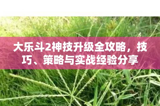 大乐斗2神技升级全攻略图片