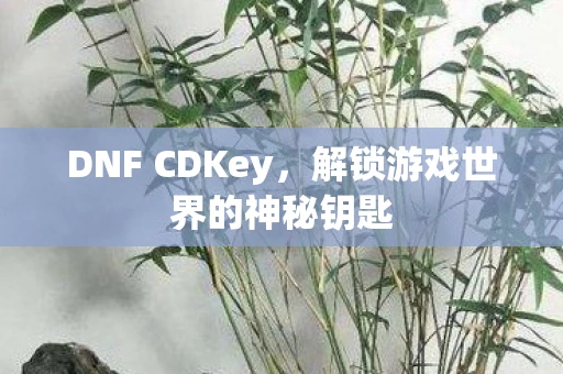 DNF CDKey，解锁游戏世界的神秘钥匙