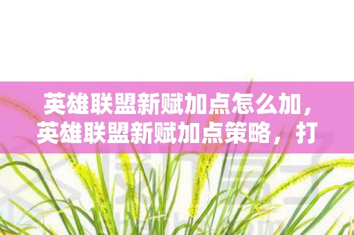 英雄联盟新赋加点怎么加,英雄联盟新赋加点策略,打造你的专属英雄 英雄联盟新赋加点怎么加,英雄联盟新赋加点策略,打造你的专属英雄