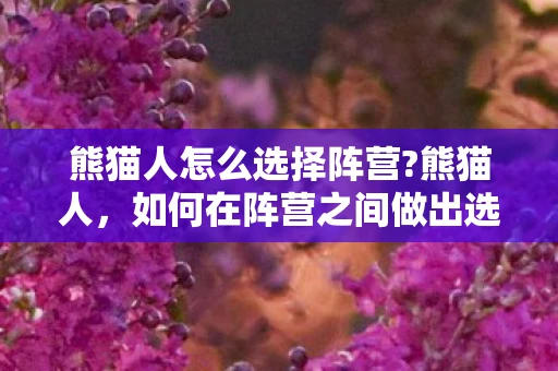熊猫人怎么选择阵营?熊猫人,如何在阵营之间做出选择 熊猫人怎么选择阵营?熊猫人,如何在阵营之间做出选择