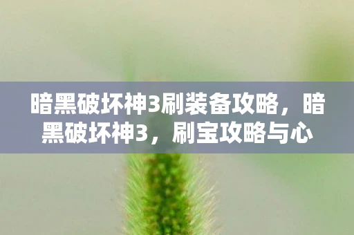 暗黑破坏神3刷装备攻略，暗黑破坏神3，刷宝攻略与心得分享