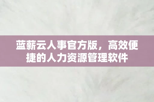 高效便捷的人力资源管理软件图片