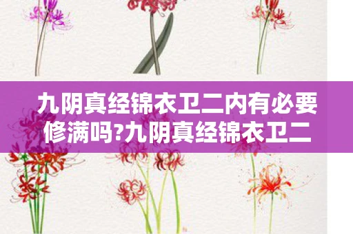 九阴真经锦衣卫二内有必要修满吗?九阴真经锦衣卫二内，揭秘古老武学秘籍与神秘组织的深层联系