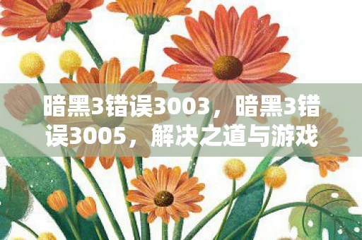 暗黑3错误3003,暗黑3错误3005,解决之道与游戏攻略 暗黑3错误3003,暗黑3错误3005,解决之道与游戏攻略