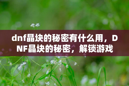 dnf晶块的秘密有什么用，DNF晶块的秘密，解锁游戏中的隐藏宝藏
