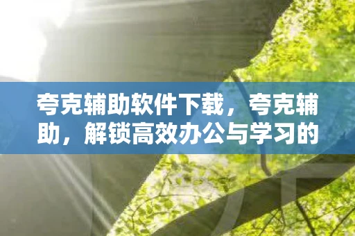 夸克辅助软件下载，夸克辅助，解锁高效办公与学习的秘密武器