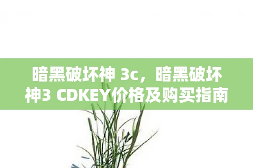 暗黑破坏神 3c，暗黑破坏神3 CDKEY价格及购买指南