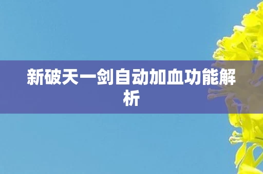 新破天一剑自动加血功能解析图片