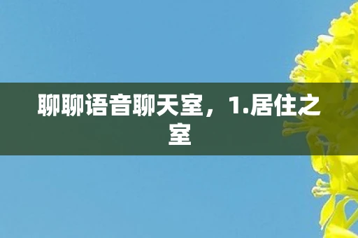 聊聊语音聊天室，1.居住之室