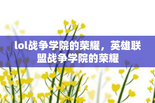 lol战争学院的荣耀,英雄联盟战争学院的荣耀 lol战争学院的荣耀,英雄联盟战争学院的荣耀