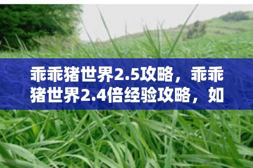 乖乖猪世界2.5攻略，乖乖猪世界2.4倍经验攻略，如何快速提升你的游戏等级
