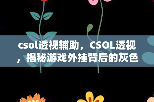 csol透视辅助，CSOL透视，揭秘游戏外挂背后的灰色产业链